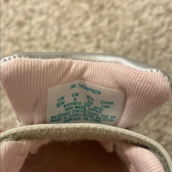 Stride Rite Silver and Pink Sneakers with Velcro Straps - Picture 2 of 3